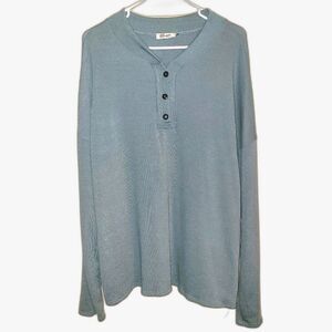 Blumin Apparel Blue Henley Drop Sleeve Top 3XL